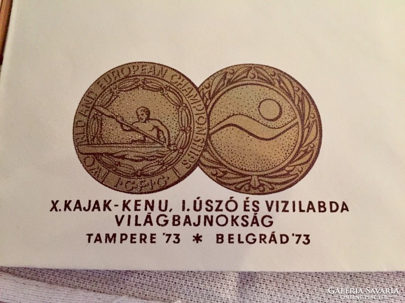 X kajak-kenu, I úszó és vizilabdaVBelsőnapi boríték 1973-ból