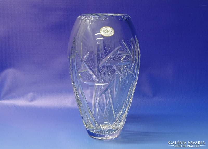 0N296 Jelzett hibátlan Ajkai kristály váza 23 cm