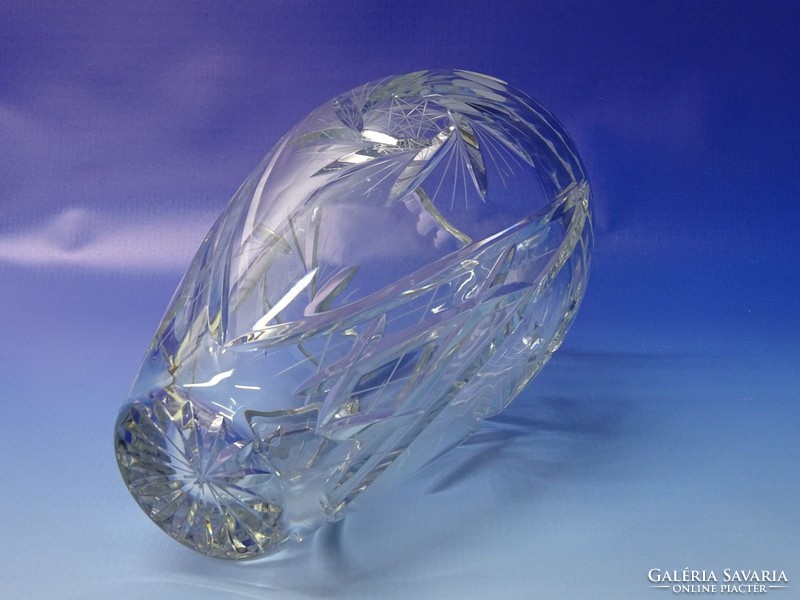 0N296 Jelzett hibátlan Ajkai kristály váza 23 cm