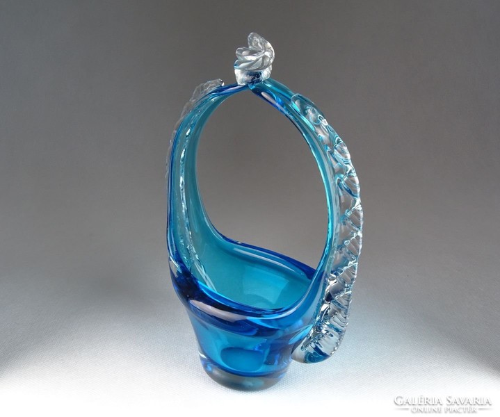 0N065 Fújt üveg BOHEMIA művészi üveg kosár 22 cm
