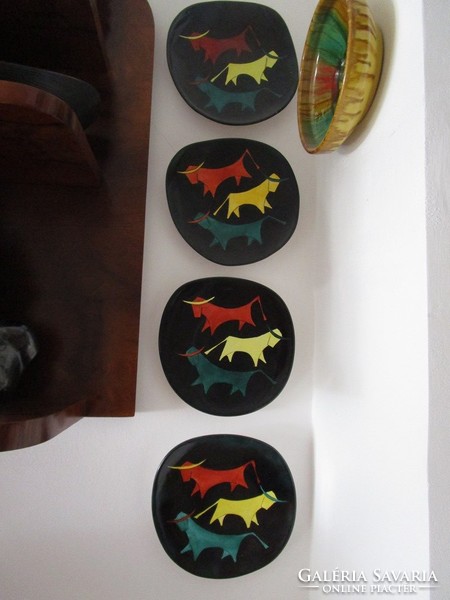 Art deco deco can be used as a wall decoration decorative plate on a black background colored bull industrial art artistic