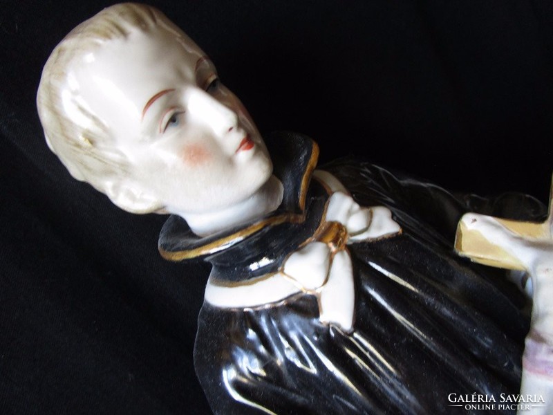 Liturgy old large figural seal + form marked 1971 porcelain priest ecclesiastical hand painted