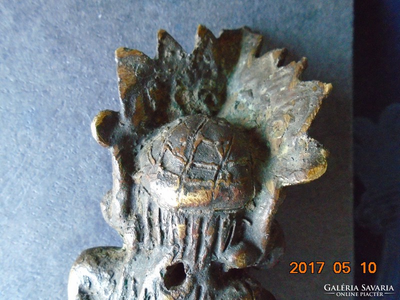 Azték,Maya Indián sámán bronz szobor