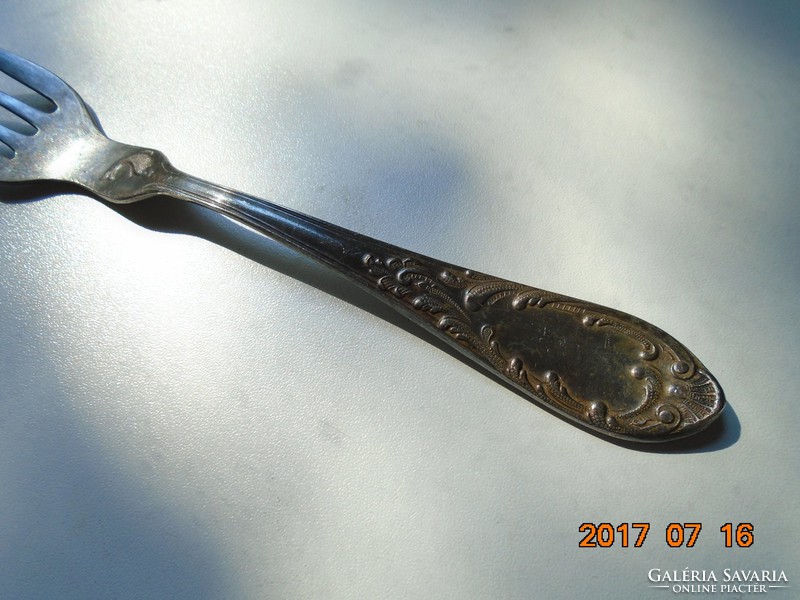 Antique Soviet Russian goldsmith's work with convex fish on both sides, very rare fork