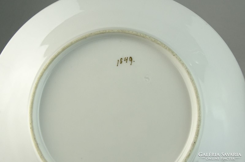 0N467 Régi zöld porcelán dísztányér pár 18 cm