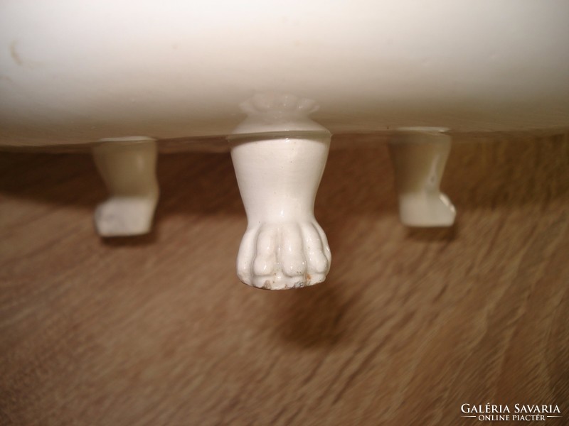 Antik porcelán szűrőtál oroszlán lábakkal