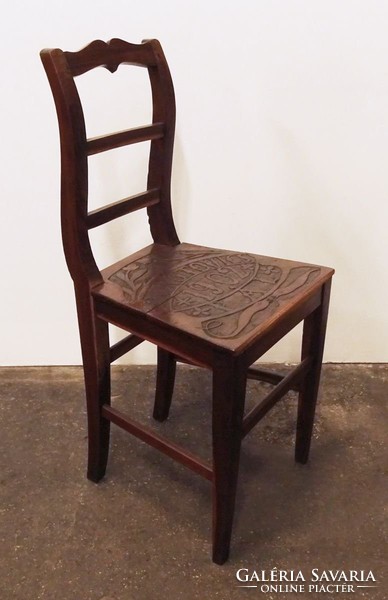 0N499 Antik faragott szék DOROTOVICS PÁL 1902