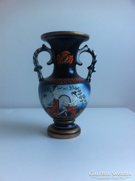 Greek, hand-painted, marked vase