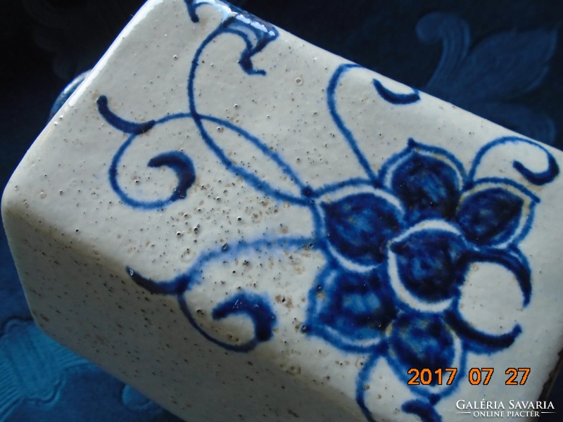 18 Sz delft tea caddy majolica cobalt blue white hexagonal tea grass holder