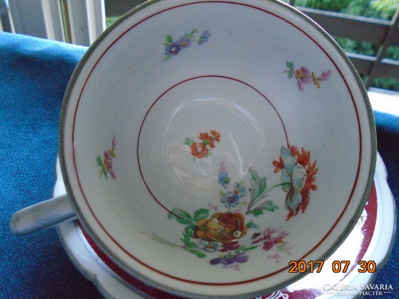 Carl knoll karlsbad unique hand painted spectacular Meissen flower patterns tea cup with coaster