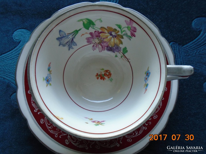 Carl knoll karlsbad unique hand-painted with spectacular Meissen flower patterns, tea cup with coaster