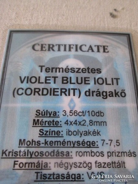 VALÓDI TERMÉSZETES VIOLET BLUE IOLIT (CORDIERIT) DRÁGAKŐ 3,56ct-VVS