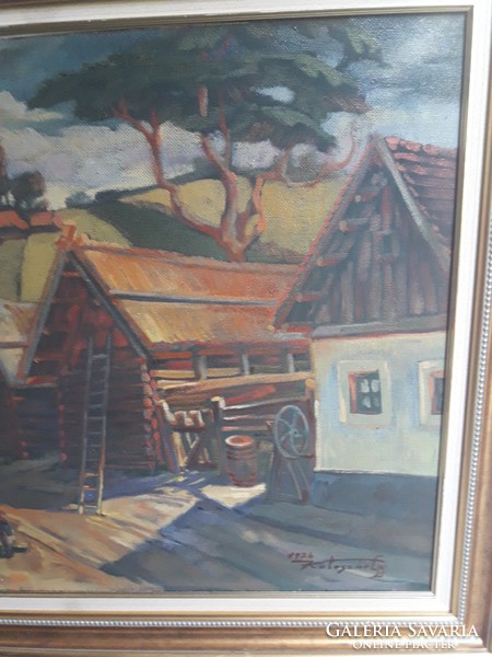 Koleszár György olaj farost festménye fellelt állapotban.