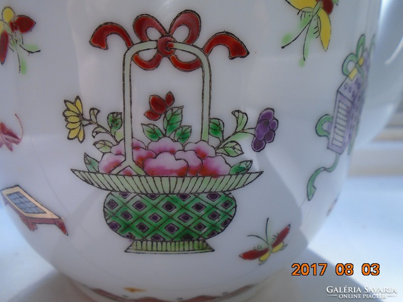JINGDEZHEN Kézzel festett aranyozott Pillangó,gyümölcs,virág mintákkal díszített kínai tea kiönttő