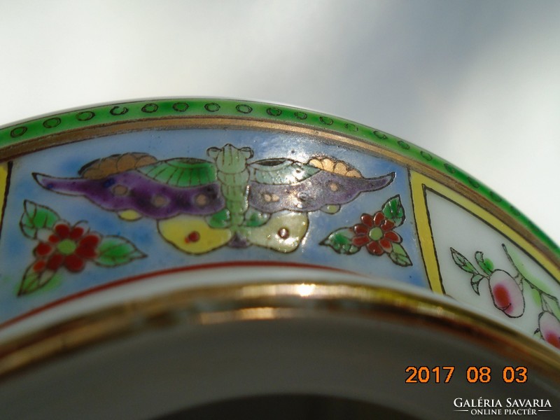 JINGDEZHEN Kézzel festett aranyozott Pillangó,gyümölcs,virág mintákkal díszített kínai tea kiönttő