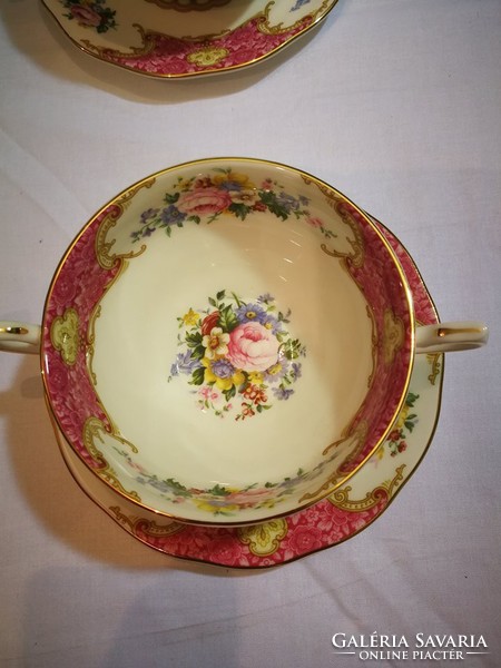Magical extreme rare English porcelain royal albert lady carlyle, 9pcs.Soup cups + saucers.