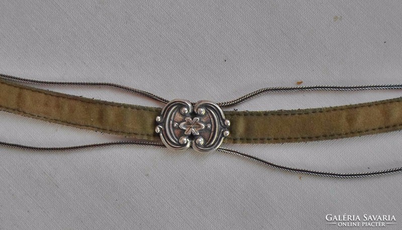Rare antique silver neckband with amethyst stones