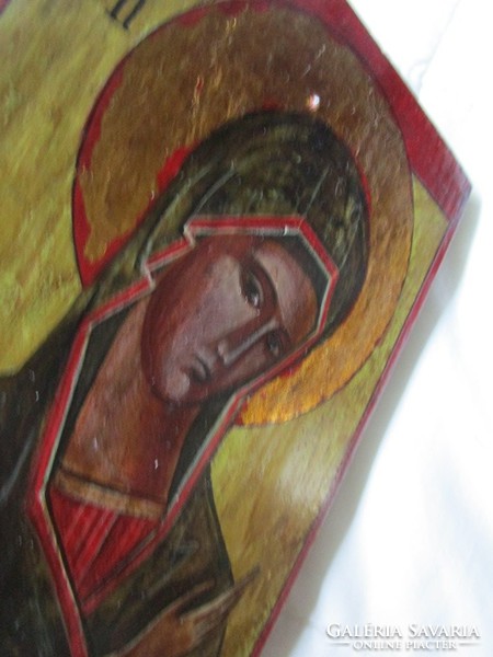 Virgin Mary Madonna hand-painted gilded icon Cluj University certificate 1995 gift item