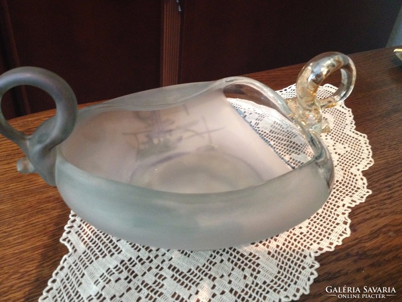 Jon Art kortárs művészi üveg  kínáló tál - 21,5 cm