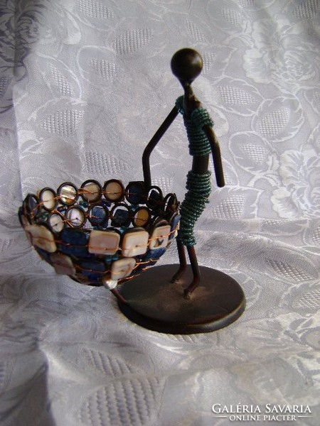 Art deco stílusú fémből és Abalone kagylóból készült ékszertartó különlegesség