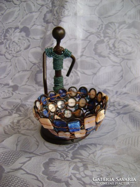 Art deco stílusú fémből és Abalone kagylóból készült ékszertartó különlegesség