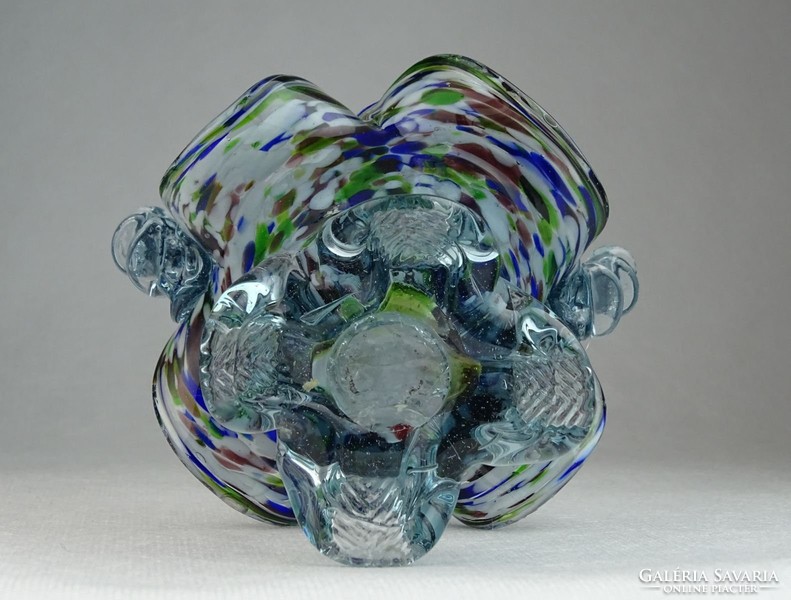 0N952 Fújt üveg BOHEMIA művészi üveg kosár 19 cm