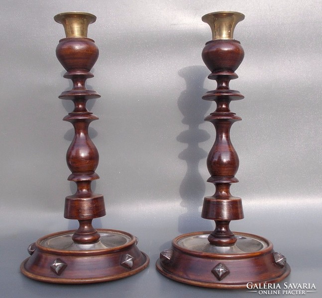 Pair of antique wooden candlesticks circa 1940