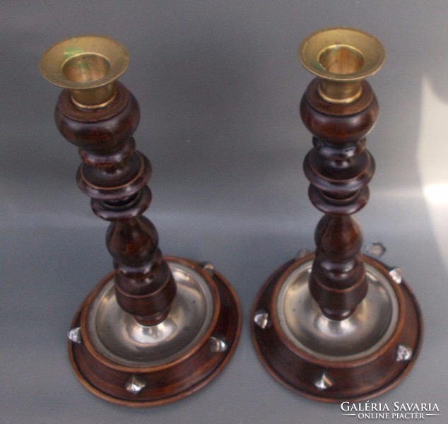 Pair of antique wooden candlesticks circa 1940