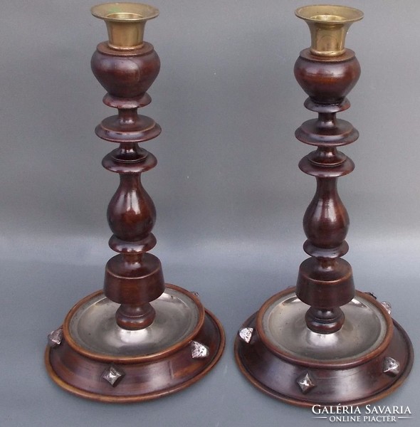 Pair of antique wooden candlesticks circa 1940