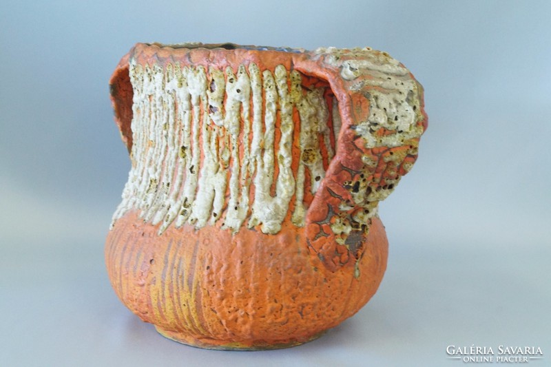 Kétfülű retró samottos Kerámia váza