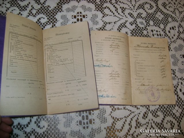 Régi Népiskolai értesítő könyv - 1934, 1949 - két darab