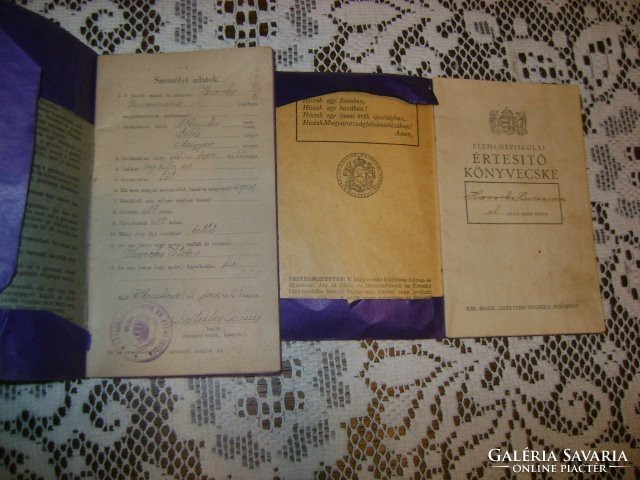Régi Népiskolai értesítő könyv - 1934, 1949 - két darab