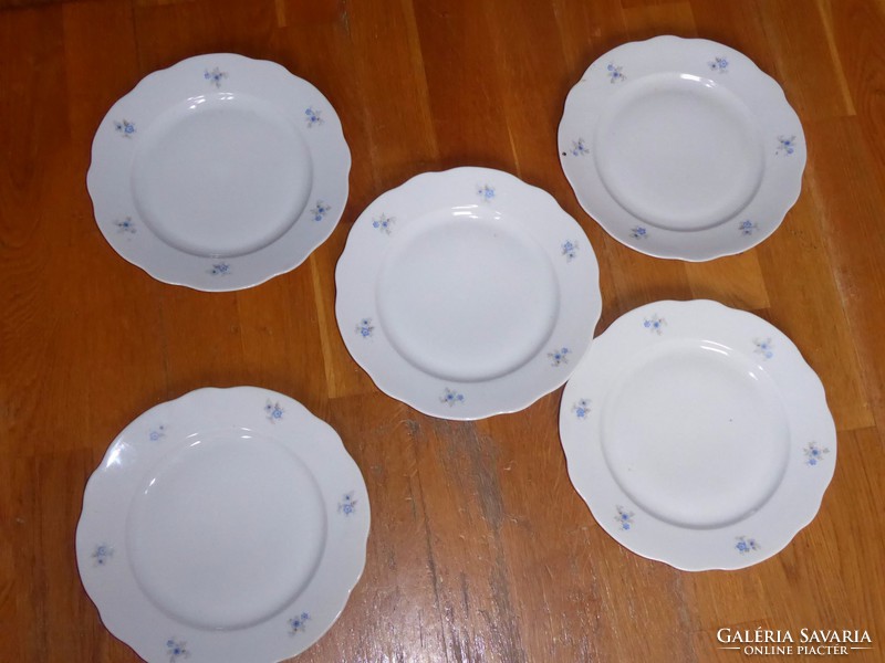 Antik Zsolnay porcelán virágmintás lapos tányér 5 db