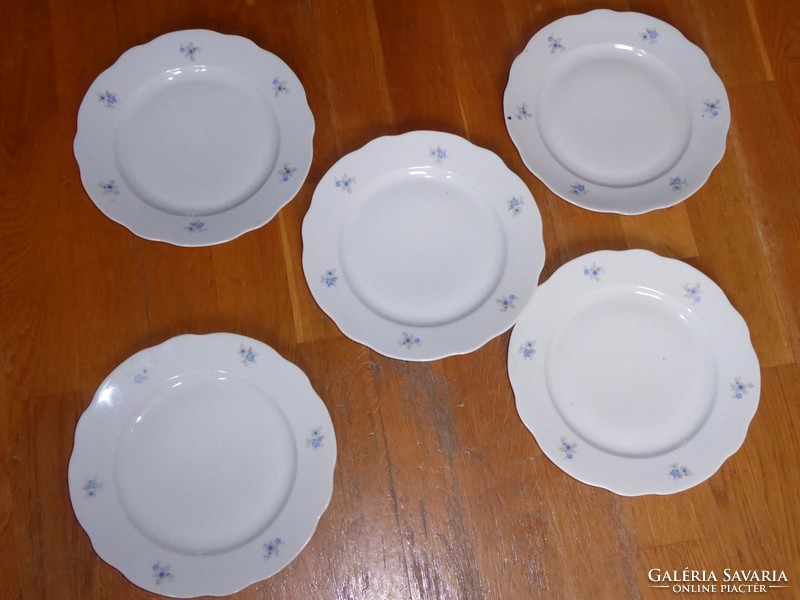 Antik Zsolnay porcelán virágmintás lapos tányér 5 db