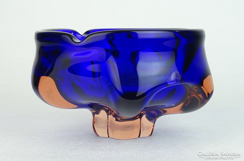 0O073 Fújtüveg BOHEMIA művészi üveg hamutál 18 cm