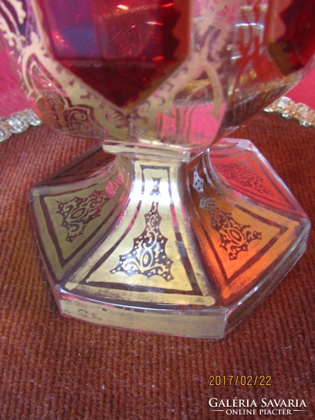 Especially beautiful antique biedermeier ruby glass vase glass