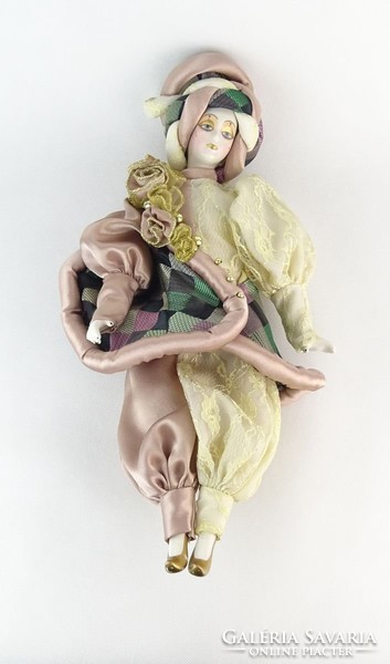 0O226 Velencei karneváli porcelánfejű baba 45 cm