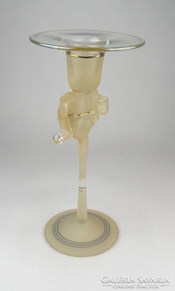 0O259 Művészi modern fújt üveg gyertyatartó 23.5cm