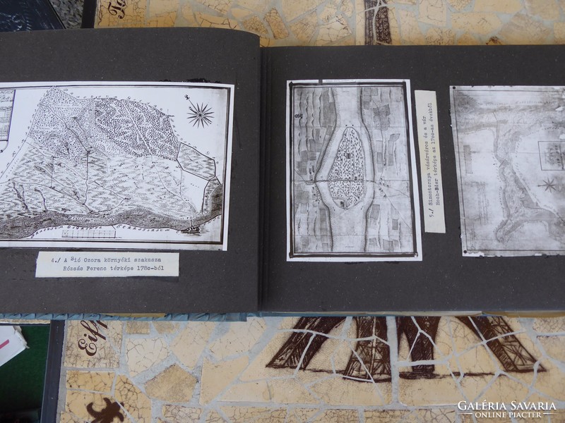 Régi nagyméretű fotóalbum fényképalbum vízrajzi térképszelvényekkel