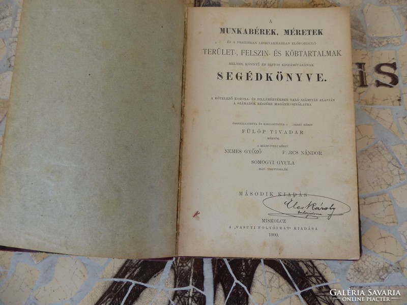 Munkabérek méretek segédkönyve 1900 Miskolcz Vasuti Folyóirat kiadása