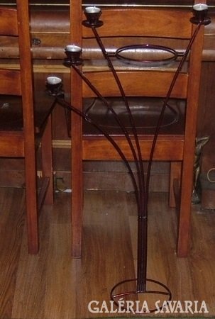 Large standing 4-branched iron candle holder + flower stand