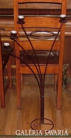 Large standing 4-branched iron candle holder + flower stand