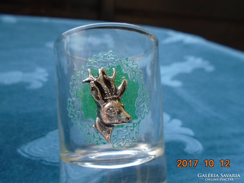 Small glass with silver-plated metal overlay