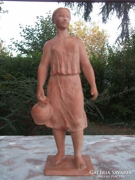 Somogyi a. 1955 Terracotta figurine of a girl with a jug, sculpture