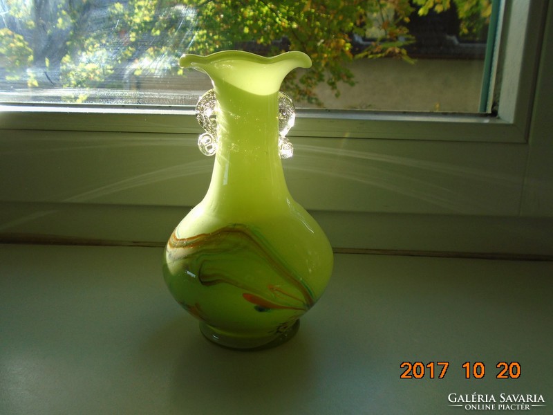 Muránói-Carlo Moretti (1934-2008) almazöld sokszínű mintával váza