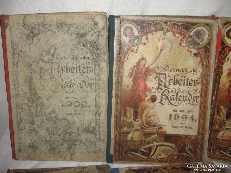 Book - 8 pcs - Austrian Arbeiter calendar 1902 - 3 - 4 - 5 - 6 - 7 - 9 -10 8 pcs - also for wallpapering