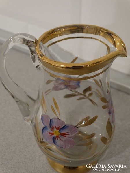 Hand-painted, gilded glass jug