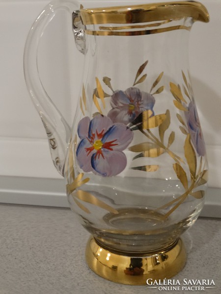 Hand-painted, gilded glass jug