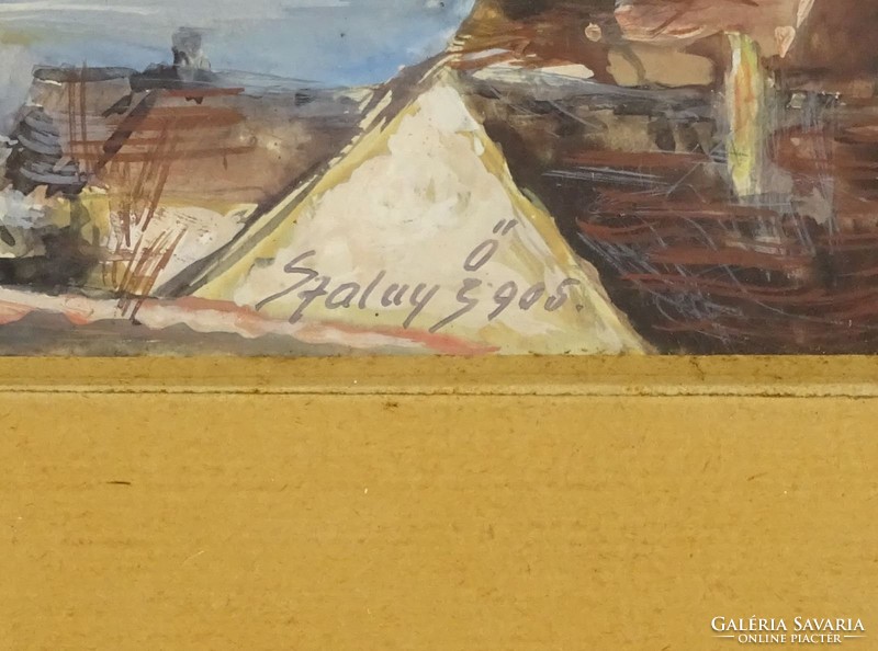 0O734 Szalay jelzéssel : Vízparti tájkép 1905