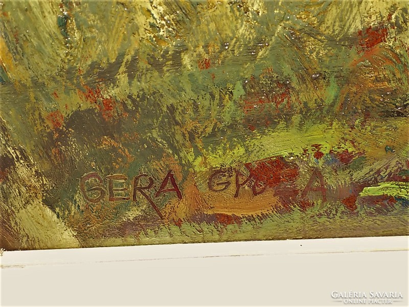 Gera Gyula (1915-1968) Tájkép c. olajfestménye 86x66cm EREDETI GARANCIÁVAL